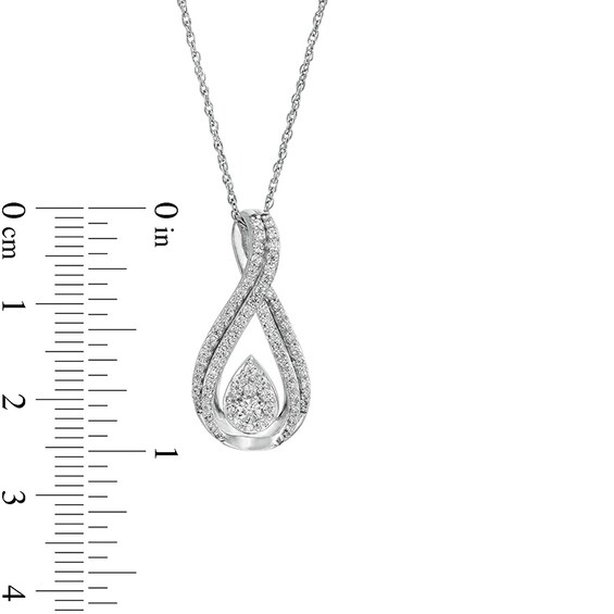 Previously Owned - 1/2 CT. T.w. Pear-Shaped Multi-Diamond Double Row Pendant in 10K White Gold