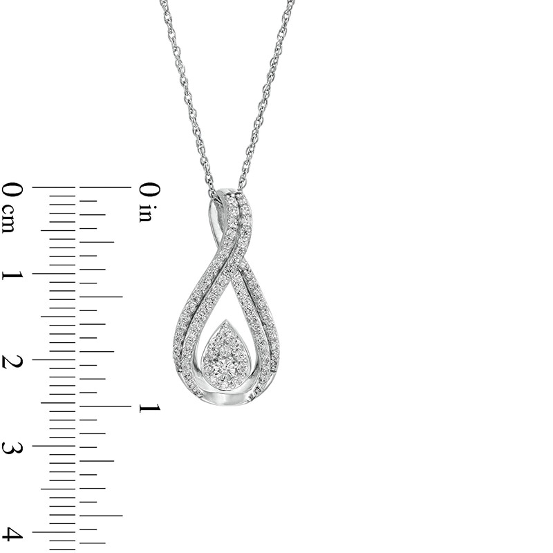 Main Image 3 of Previously Owned - 1/2 CT. T.W. Pear-Shaped Multi-Diamond Double Row Pendant in 10K White Gold