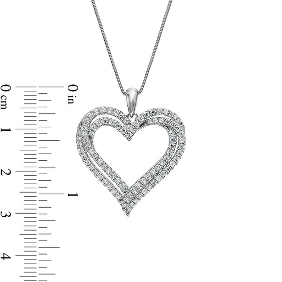 Previously Owned - 1 CT. T.w. Diamond Double Row Heart Pendant in 10K White Gold