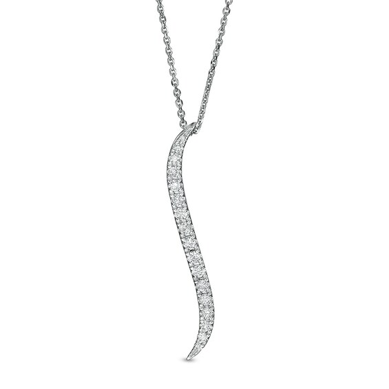 Previously Owned - Serena Williams jewelry 1/4 CT. T.w. Diamond Graduated Curved Drop Pendant in 10K White Gold