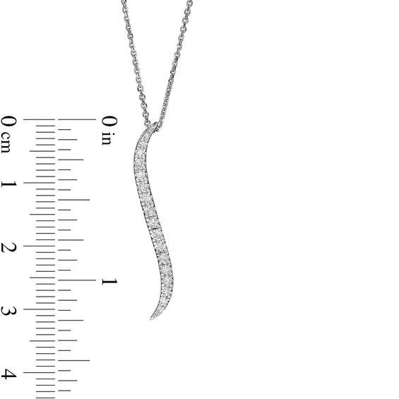Previously Owned - Serena Williams jewelry 1/4 CT. T.w. Diamond Graduated Curved Drop Pendant in 10K White Gold
