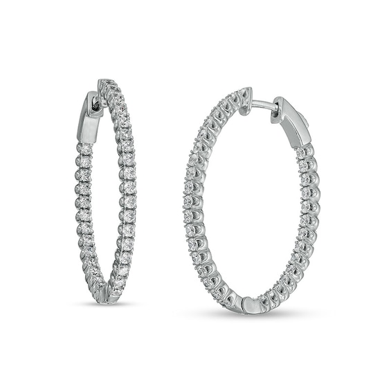 Previously Owned - 3 CT. T.w. Diamond Inside-Out Hoop Earrings in 10K White Gold