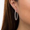 Thumbnail Image 2 of Previously Owned - 3 CT. T.W. Diamond Inside-Out Hoop Earrings in 10K White Gold