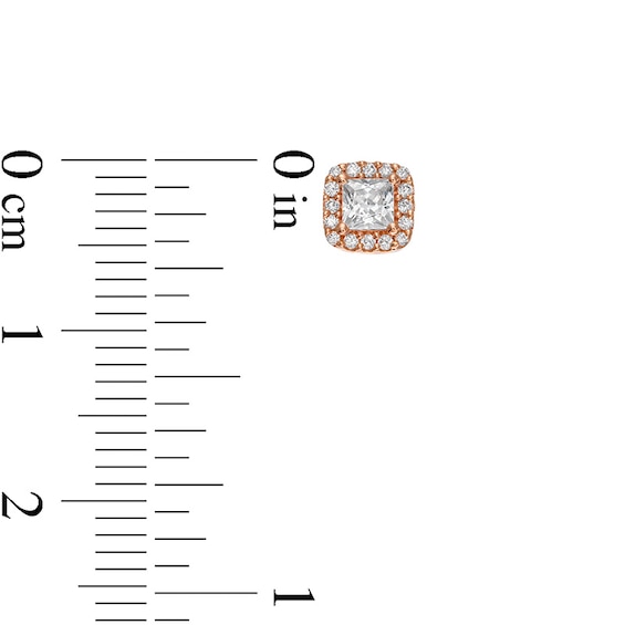 Previously Owned - 1/2 CT. T.w. Princess-Cut Diamond Frame Stud Earrings in 14K Rose Gold (I/I2)