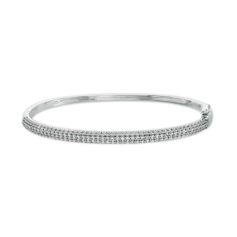 Main Image 1 of Previously Owned - 2-1/2 CT. T.W. Diamond Bangle in 10K White Gold – 7.25"