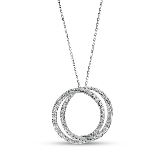 Previously Owned - Vera Wang Love Collection 1 CT. T.w. Diamond Entwined Circle Pendant in 10K White Gold â 19"