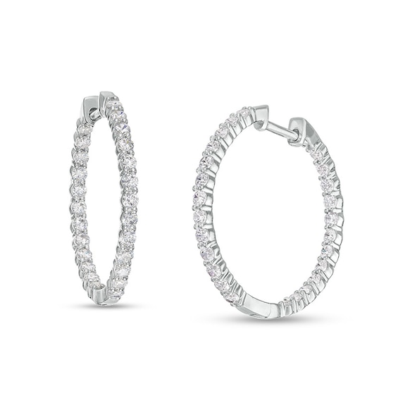 Previously Owned - 1-1/2 CT. T.w. Lab-Grown Diamond Inside-Out Hoop Earrings in 14K White Gold (F/Si2)
