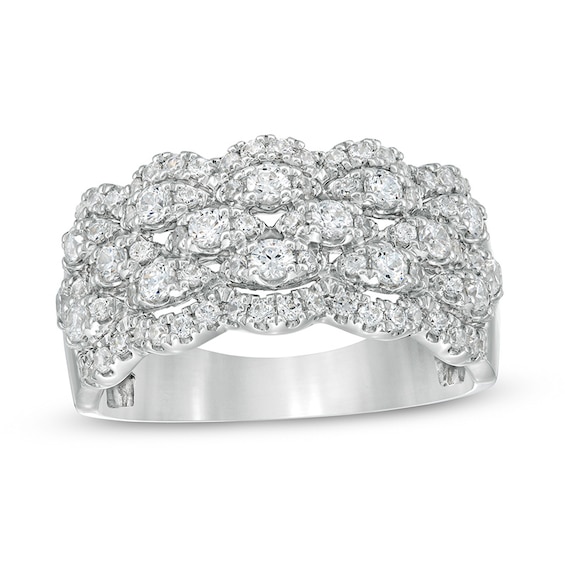 Previously Owned - 1 CT. T.w. Diamond Five Row Lattice Ring in 10K White Gold