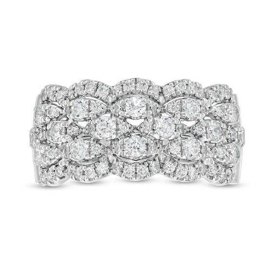 Previously Owned - 1 CT. T.w. Diamond Five Row Lattice Ring in 10K White Gold