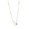 Thumbnail Image 1 of Previously Owned - Blue Sapphire and 1/4 CT. T.W. Diamond Offset Anchor Necklace in 10K Gold
