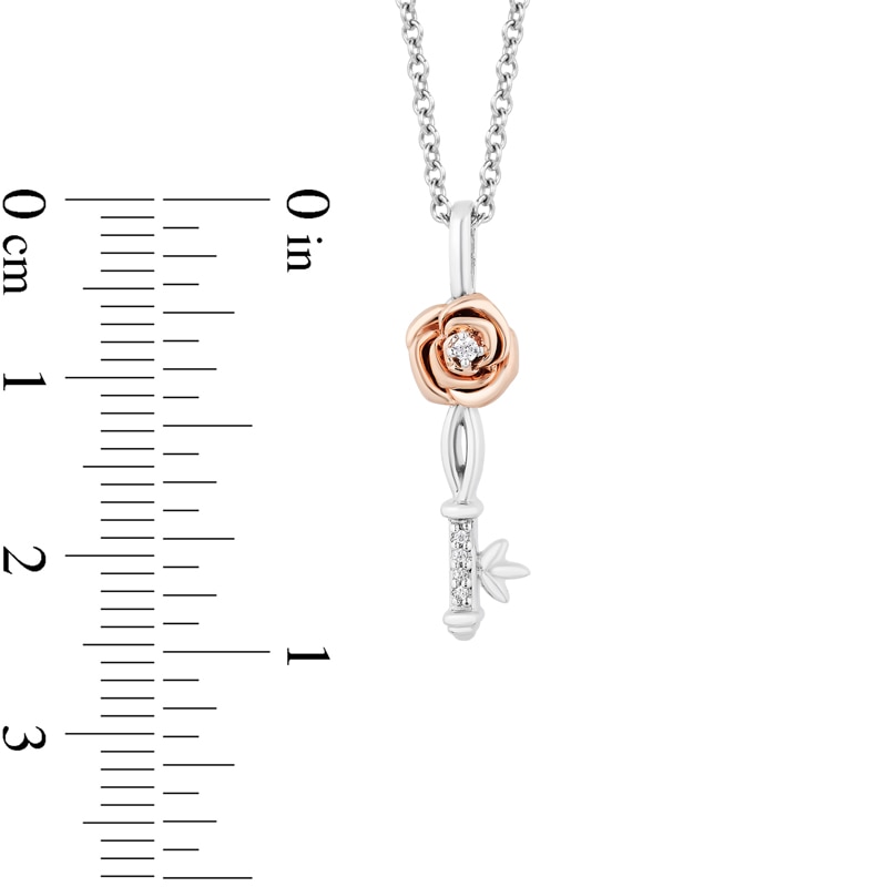 Main Image 6 of Previously Owned - Enchanted Disney Belle Diamond Pendant and Stud Earrings Set in Sterling Silver and 10K Rose Gold