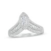 Thumbnail Image 1 of Previously Owned - 1/2 CT. T.W. Multi-Diamond Marquise Triple Row Split Shank Ring in 10K White Gold
