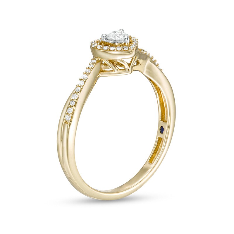 Main Image 3 of Previously Owned - 1/6 CT. T.W. Diamond Heart Frame Bypass Promise Ring in 10K Gold