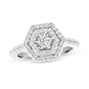 Thumbnail Image 1 of Previously Owned - 7/8 CT. T.W. Diamond Double Hexagon Frame Engagement Ring in 14K White Gold