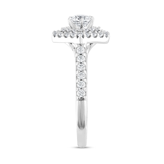 Previously Owned - 7/8 CT. T.w. Diamond Double Hexagon Frame Engagement Ring in 14K White Gold