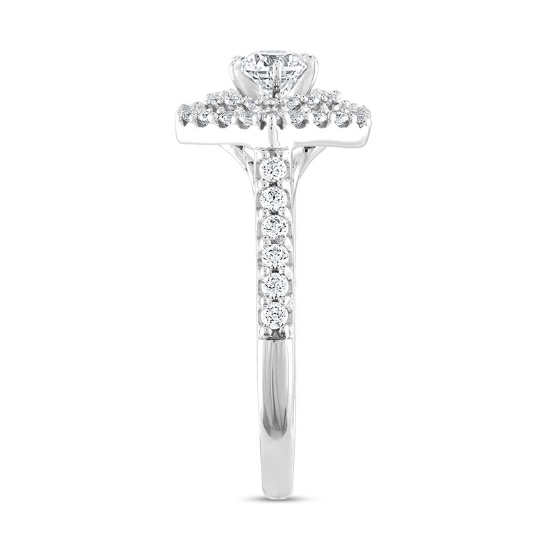 Main Image 2 of Previously Owned - 7/8 CT. T.W. Diamond Double Hexagon Frame Engagement Ring in 14K White Gold