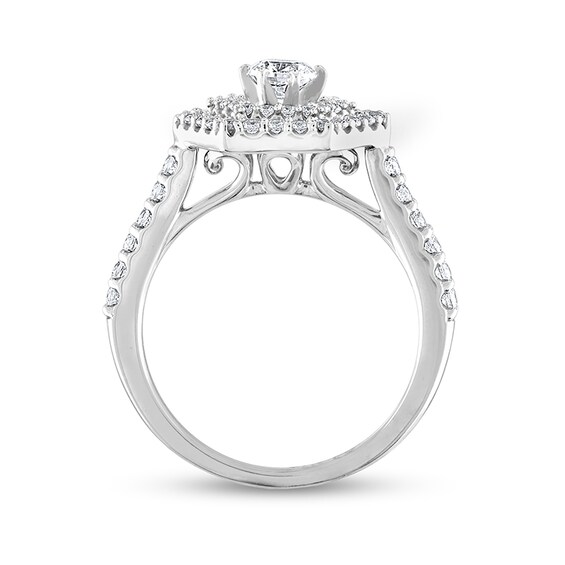 Previously Owned - 7/8 CT. T.w. Diamond Double Hexagon Frame Engagement Ring in 14K White Gold