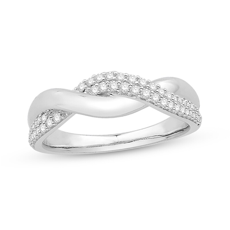 Main Image 1 of Previously Owned - 1/4 CT. T.W. Diamond Braid Ring in 10K White Gold