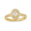 Thumbnail Image 1 of Previously Owned - 1/2 CT. T.W. Oval-Shaped Multi-Diamond Frame Scallop Shank Vintage-Style Engagement Ring in 10K Gold