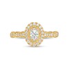 Thumbnail Image 4 of Previously Owned - 1/2 CT. T.W. Oval-Shaped Multi-Diamond Frame Scallop Shank Vintage-Style Engagement Ring in 10K Gold