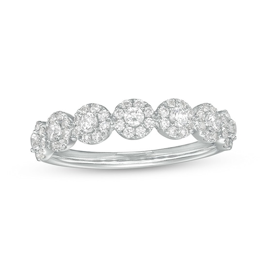 Previously Owned - 1/2 CT. T.w. Multi-Diamond Seven Stone Anniversary Band in 14K White Gold