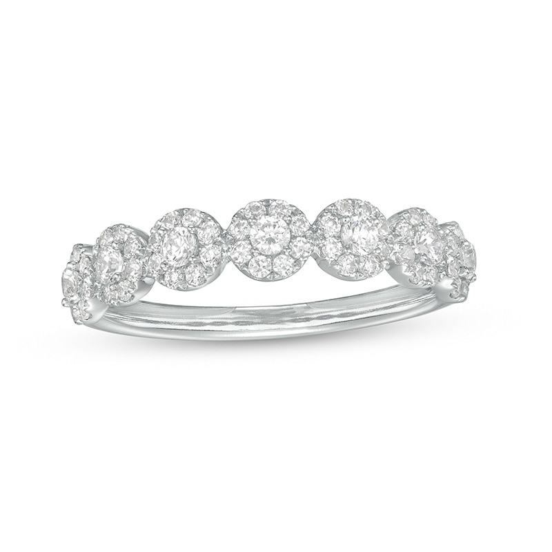 Main Image 1 of Previously Owned - 1/2 CT. T.W. Multi-Diamond Seven Stone Anniversary Band in 14K White Gold