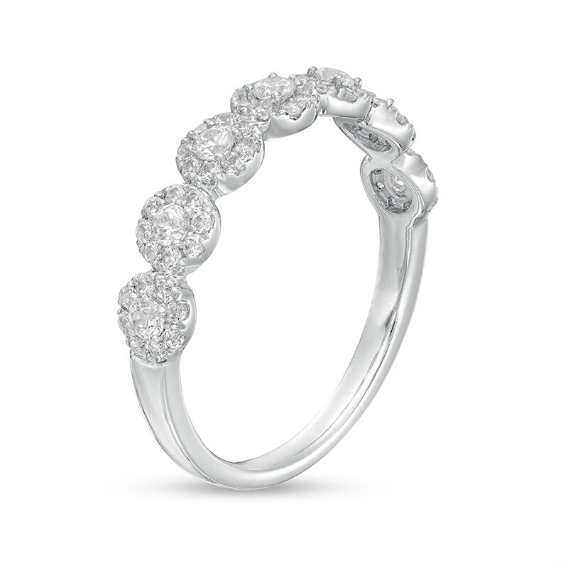 Main Image 3 of Previously Owned - 1/2 CT. T.W. Multi-Diamond Seven Stone Anniversary Band in 14K White Gold
