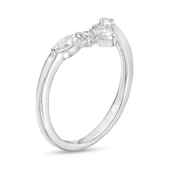 Previously Owned - 1/3 CT. T.w. Marquise and Round Diamond Contour Anniversary Band in 14K White Gold