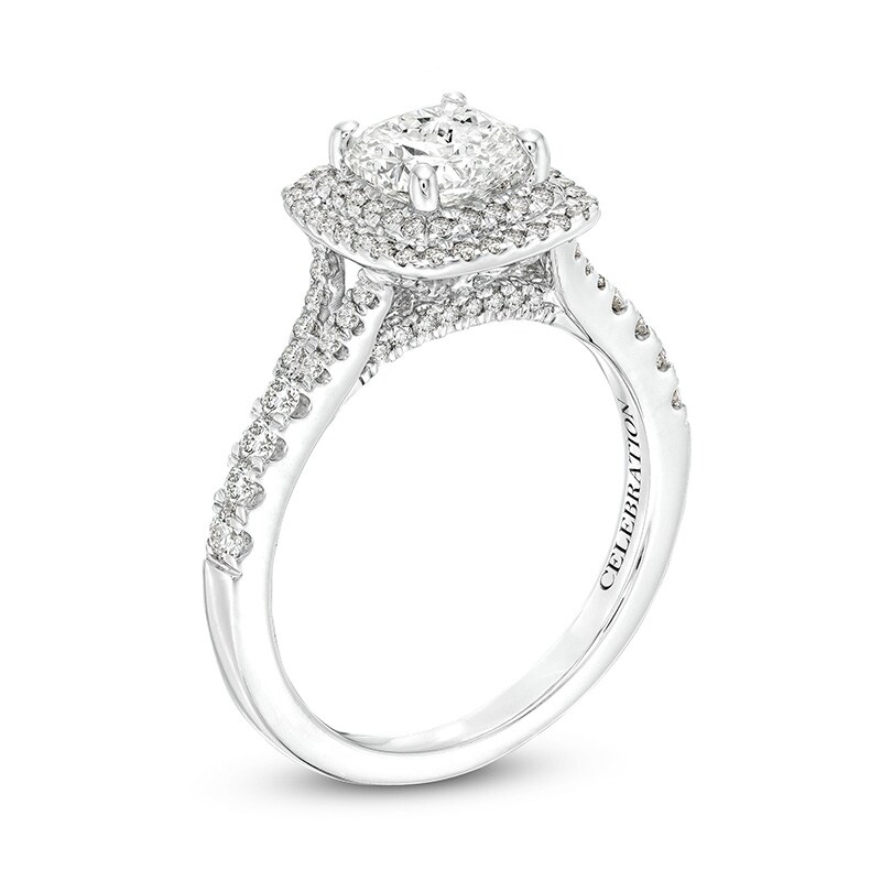 Main Image 3 of Previously Owned - Celebration Infinite™ 1-5/8 CT. T.W.  Cushion-Cut Diamond Frame Engagement Ring in 14K White Gold