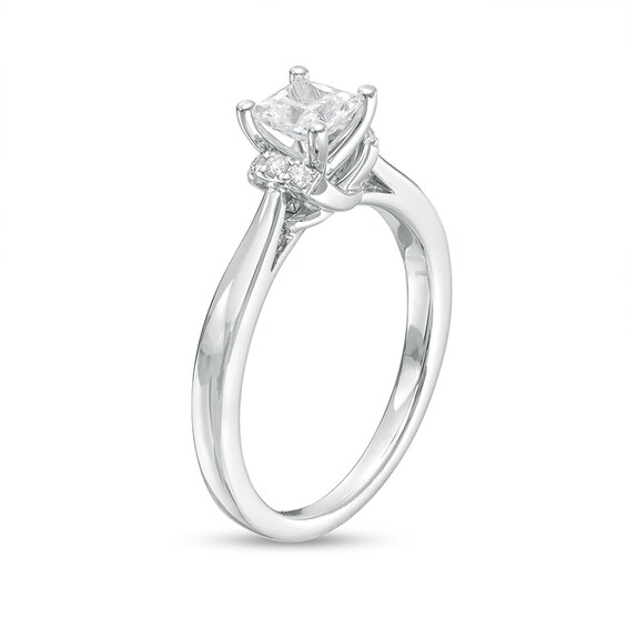 Previously Owned - 1/2 CT. T.w. Princess-Cut Diamond Collar Engagement Ring in 14K White Gold (I/I2)