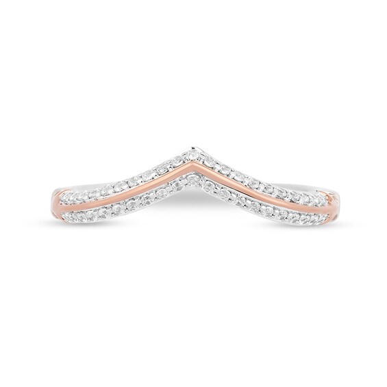 Previously Owned - Enchanted Disney Aurora 1/5 CT. T.w. Diamond Contour Wedding Band in 14K Two-Tone Gold