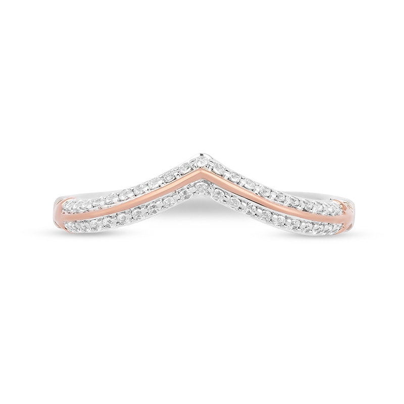Main Image 4 of Previously Owned - Enchanted Disney Aurora 1/5 CT. T.W. Diamond Contour Wedding Band in 14K Two-Tone Gold