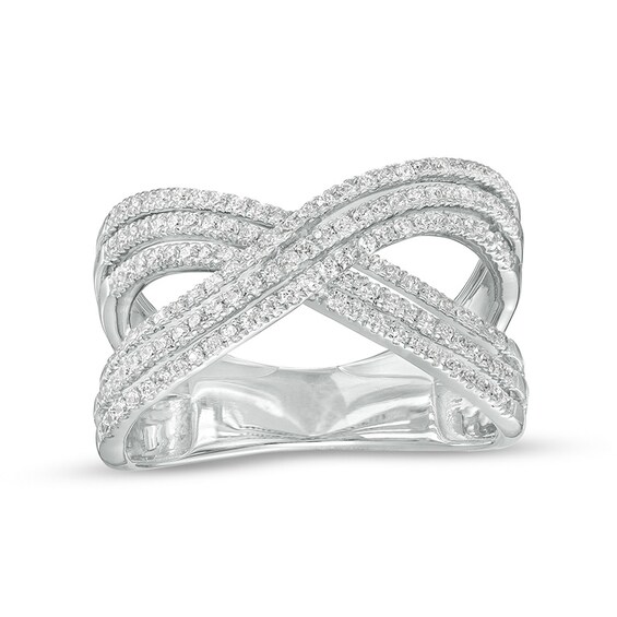 Previously Owned - 5/8 CT. T.w. Diamond Crossover Split Shank Ring in 10K White Gold