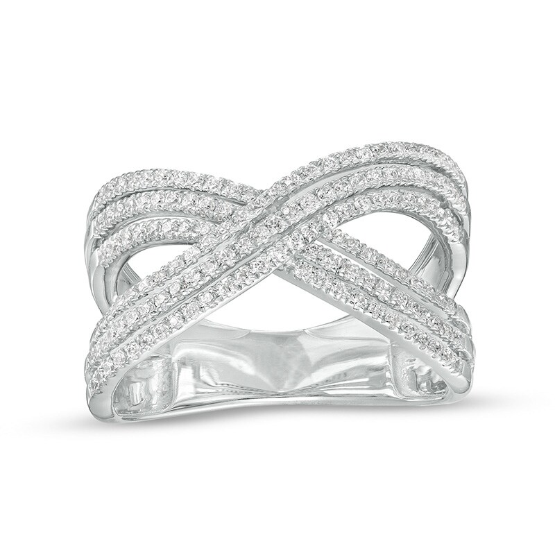 Main Image 1 of Previously Owned - 5/8 CT. T.W. Diamond Crossover Split Shank Ring in 10K White Gold