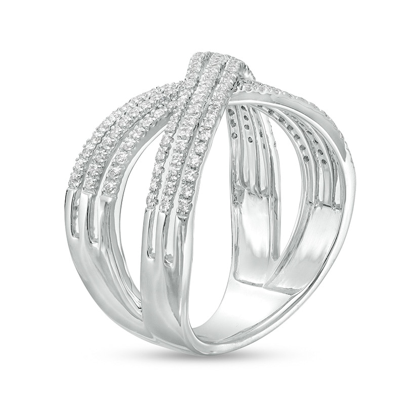 Main Image 3 of Previously Owned - 5/8 CT. T.W. Diamond Crossover Split Shank Ring in 10K White Gold