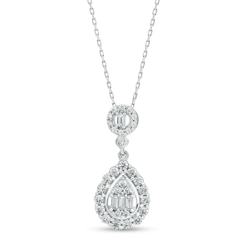 Main Image 1 of Previously Owned - Marilyn Monroe™ Collection 1/2 CT. T.W. Pear-Shaped Multi-Diamond Pendant in 10K White Gold