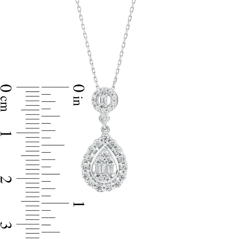 Main Image 2 of Previously Owned - Marilyn Monroe™ Collection 1/2 CT. T.W. Pear-Shaped Multi-Diamond Pendant in 10K White Gold