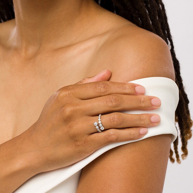 Main Image 3 of Previously Owned - Marilyn Monroe™ Collection 1/2 CT. T.W. Journey Diamond Bypass Ring in 10K White Gold