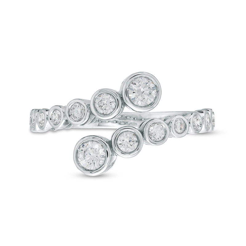 Main Image 4 of Previously Owned - Marilyn Monroe™ Collection 1/2 CT. T.W. Journey Diamond Bypass Ring in 10K White Gold