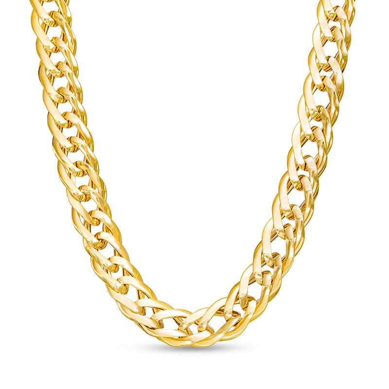 Main Image 1 of Previously Owned - Italian Gold 2.5mm Double Flat Link Necklace in Hollow 14K Gold