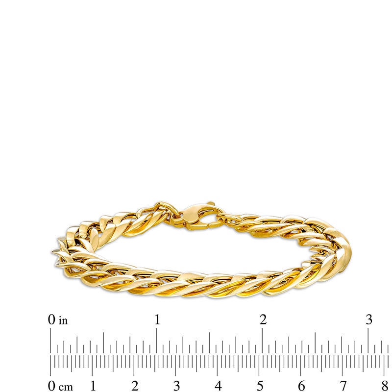 Main Image 4 of Previously Owned - Italian Gold 2.5mm Double Flat Link Bracelet in Hollow 14K Gold - 7.5"