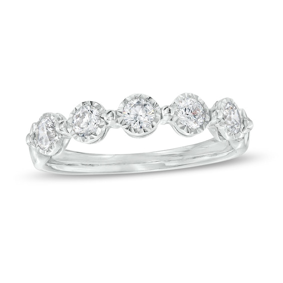Previously Owned - 1/2 CT. T.w. Diamond Five Stone Anniversary Band in 10K White Gold