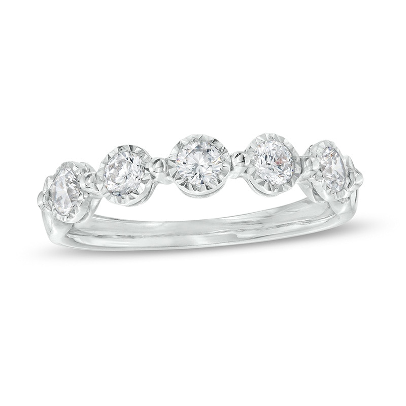 Main Image 1 of Previously Owned - 1/2 CT. T.W. Diamond Five Stone Anniversary Band in 10K White Gold