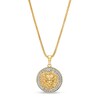 Thumbnail Image 1 of Previously Owned - Men's 1/4 CT. T.W. Diamond Frame Lion's Head Medallion Pendant in 10K Gold – 20"