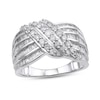 Thumbnail Image 1 of Previously Owned - 1 CT. T.W. Baguette and Round Diamond Multi-Row Crossover Ring in 10K White Gold