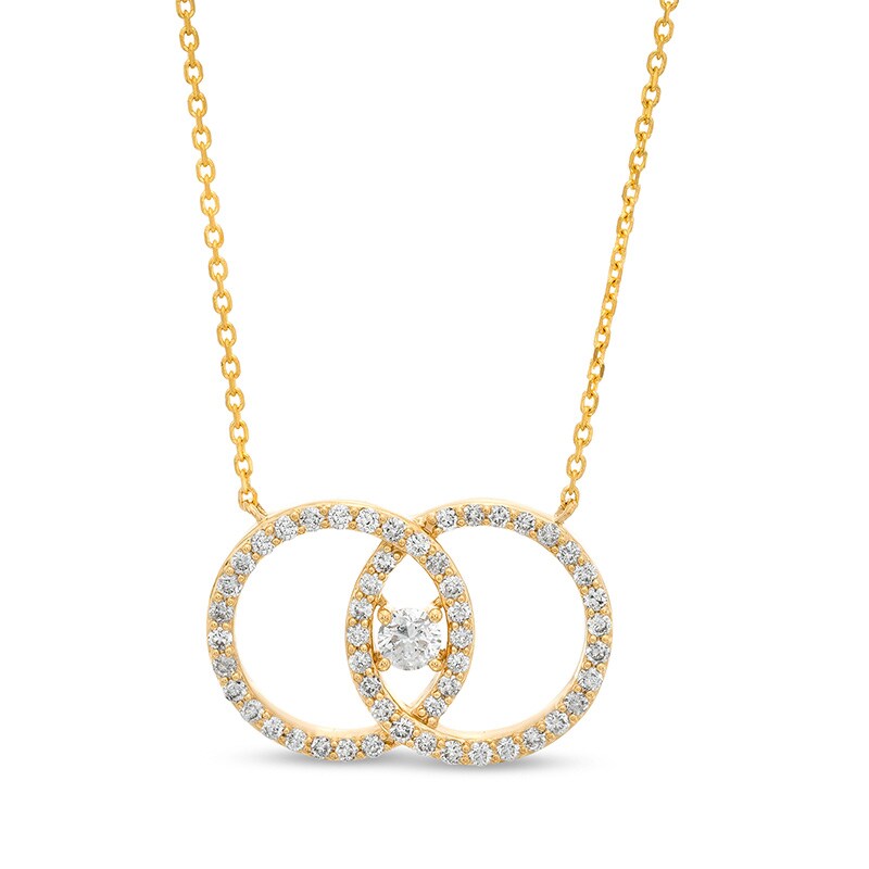 Main Image 1 of Previously Owned - You Me Us 5/8 CT. T.W. Diamond Interlocking Circles Necklace in 10K Gold