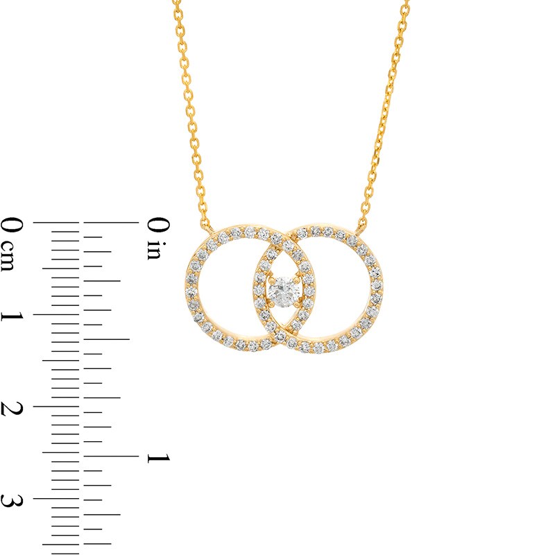 Main Image 4 of Previously Owned - You Me Us 5/8 CT. T.W. Diamond Interlocking Circles Necklace in 10K Gold