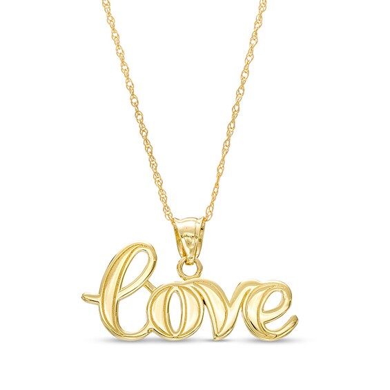 Previously Owned - Cursive "love" Script Pendant in 14K Gold