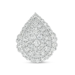 Previously Owned - 4 CT. T.W. Pear Multi-Diamond Double Frame Vintage-Style Engagement Ring in 10K White Gold