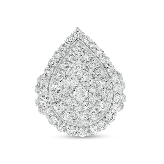 Previously Owned - 4 CT. T.w. Pear Multi-Diamond Double Frame Vintage-Style Engagement Ring in 10K White Gold